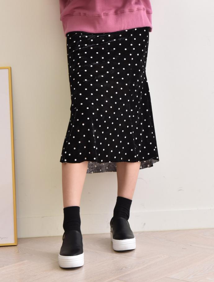 Velvet Dot Mermaid Skirt Banding Long Winter Long 