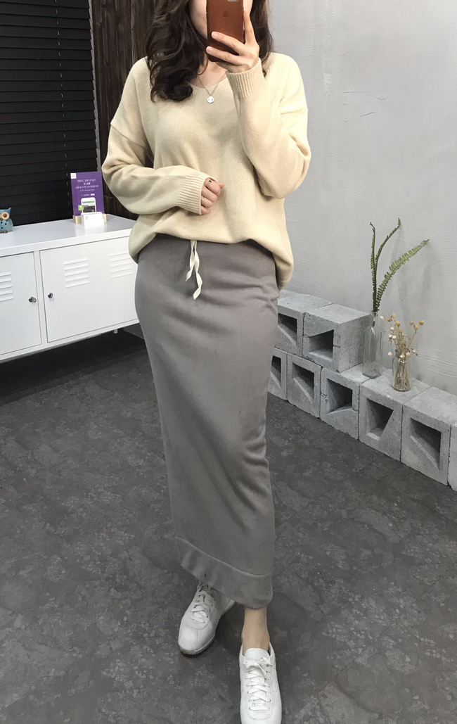 Cotton bending long skirt 2 color 30 women's sh