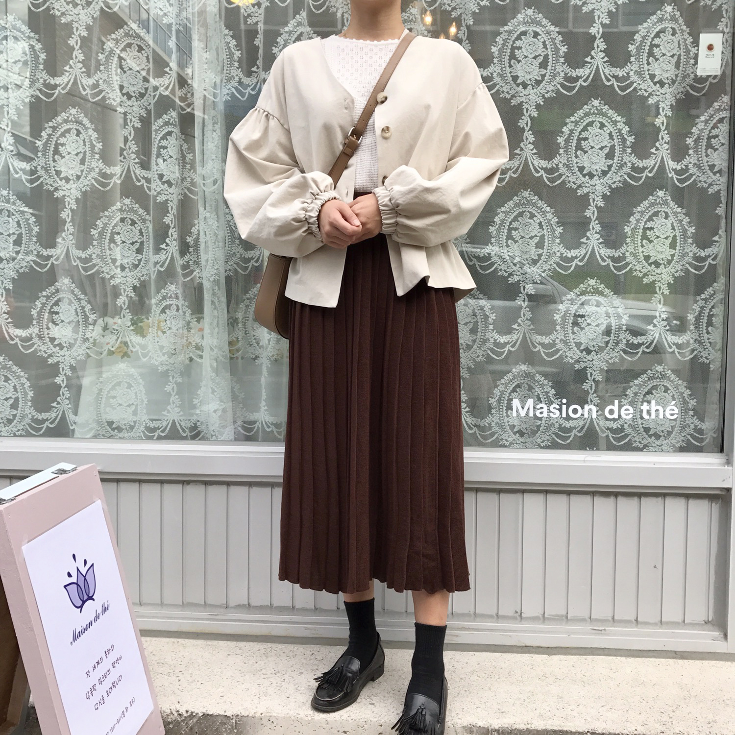 Winter knit pleated long skirt 4color wrinkles