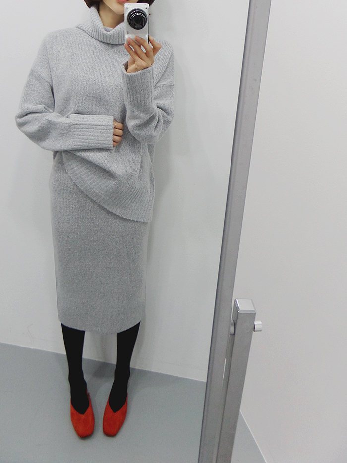 Dotom warm long knit skirt Midi Goliath H line dat