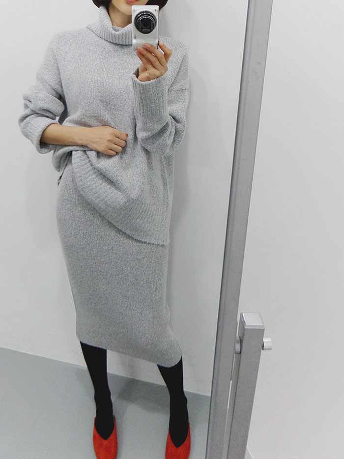 Dotom warm long knit skirt Midi Goliath H line dat