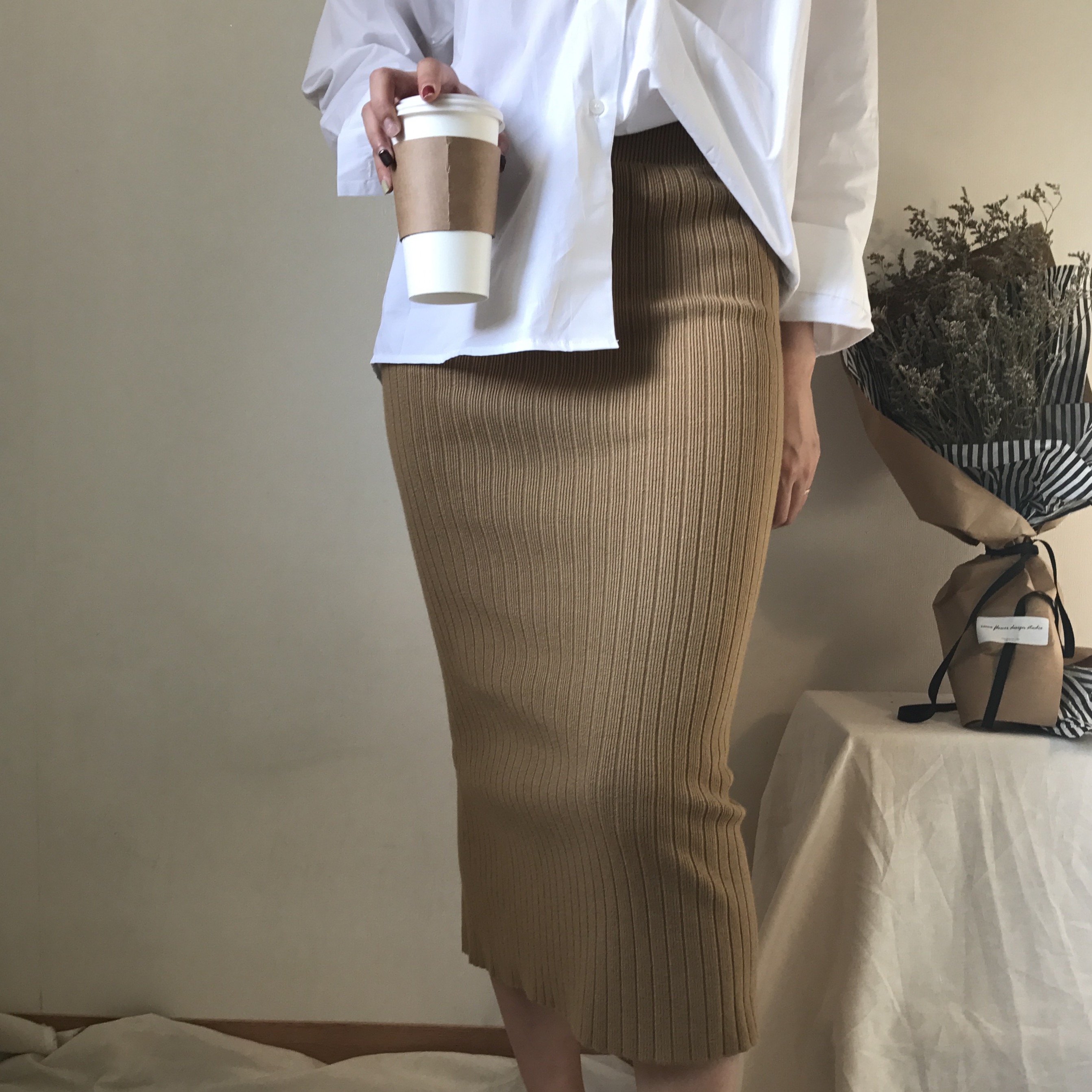 Knit Long Skirts Coordination Winter Fall