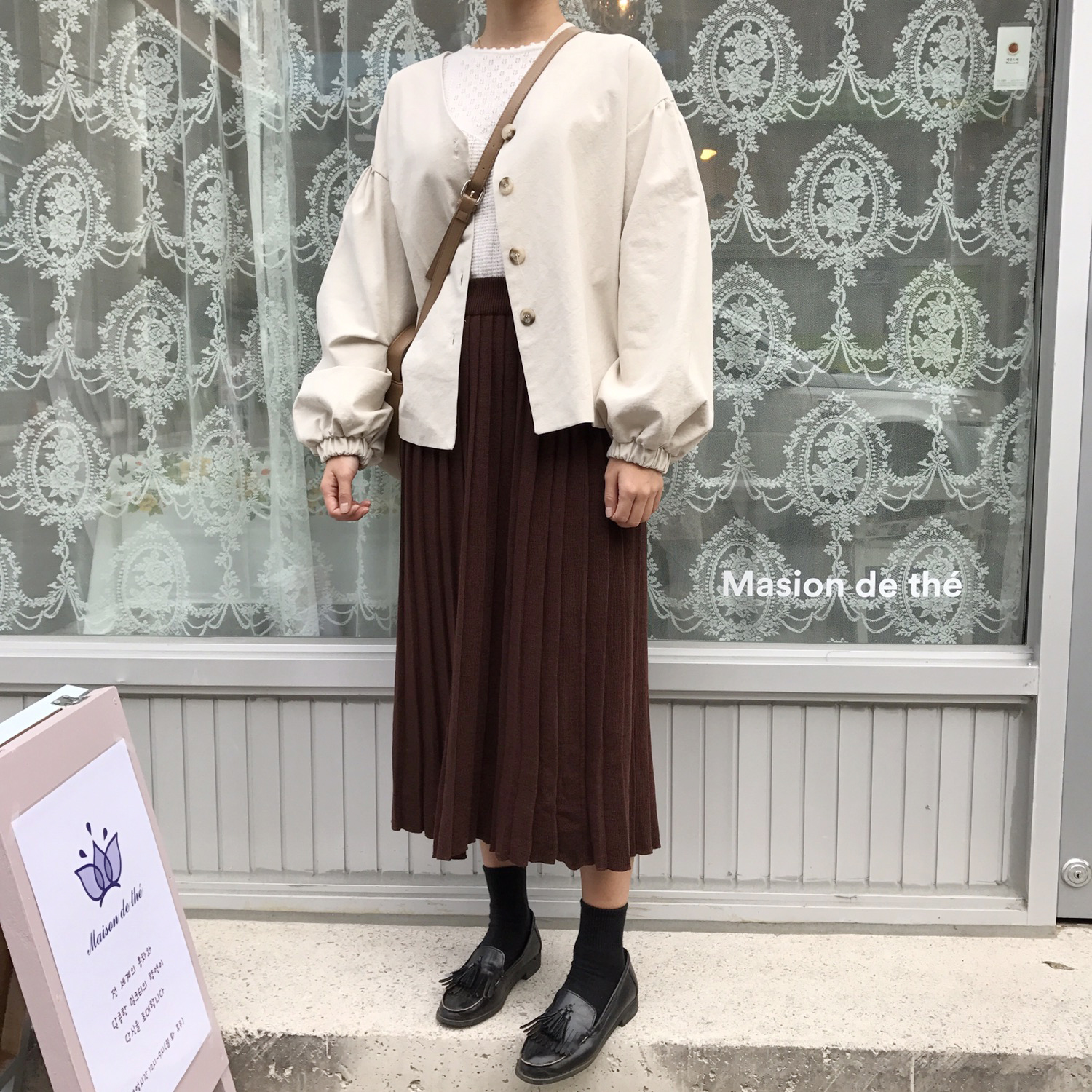 Winter knit pleated long skirt 4color wrinkles