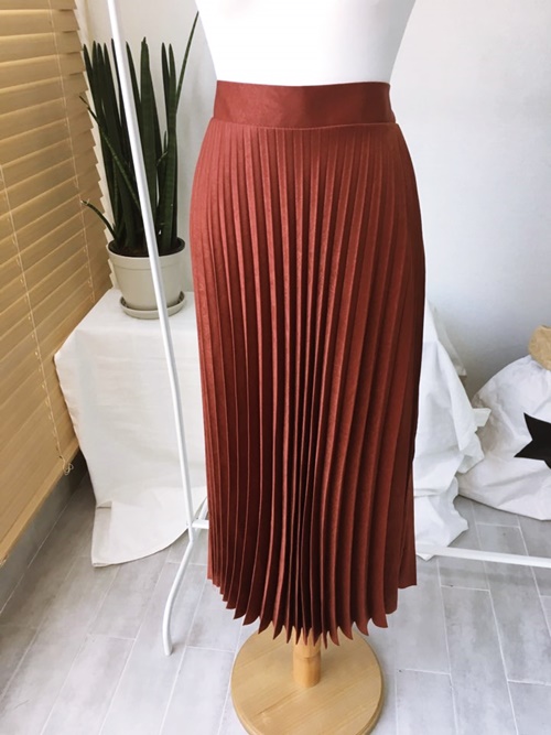 Pleated Pleated Long Skirt 3color Sun My Way Metal