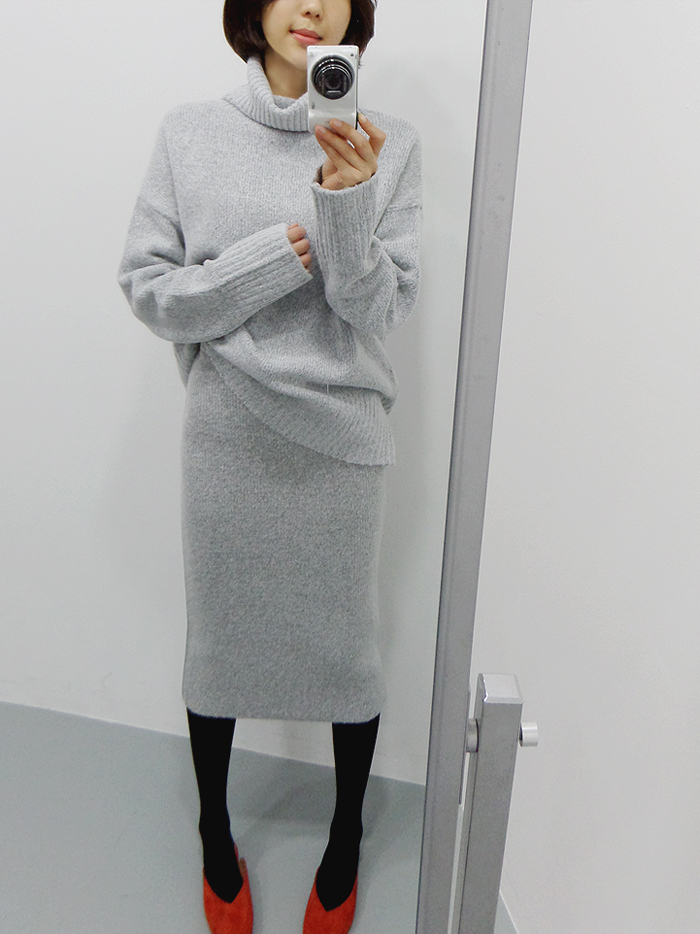 Dotom warm long knit skirt Midi Goliath H line dat