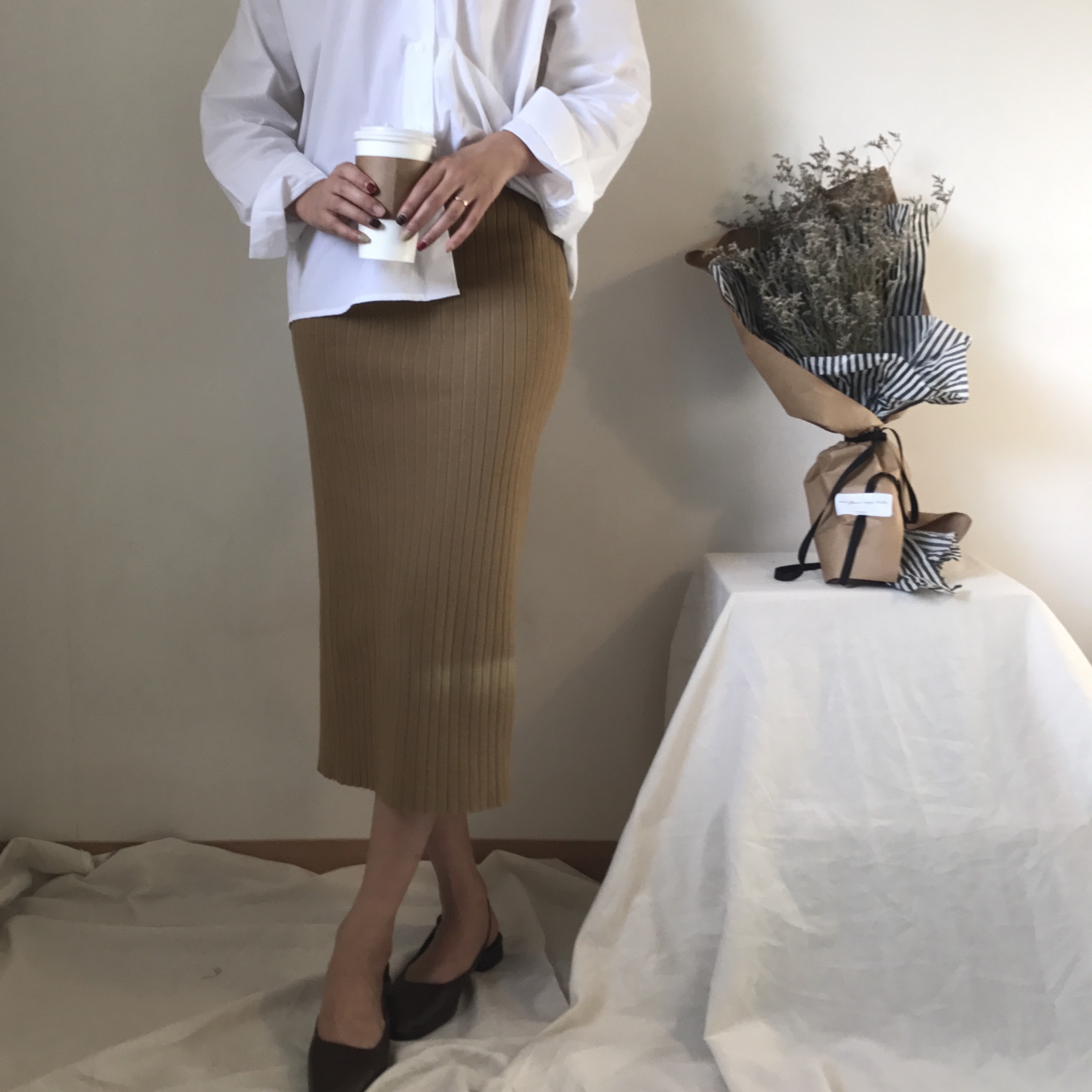 Knit Long Skirts Coordination Winter Fall