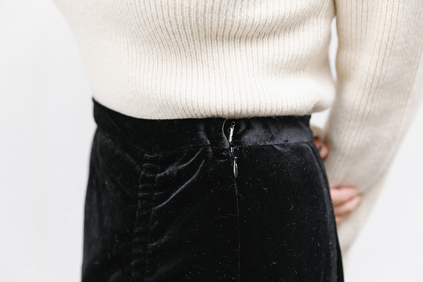 Velvet shirring long skirt 3colors easy to look in