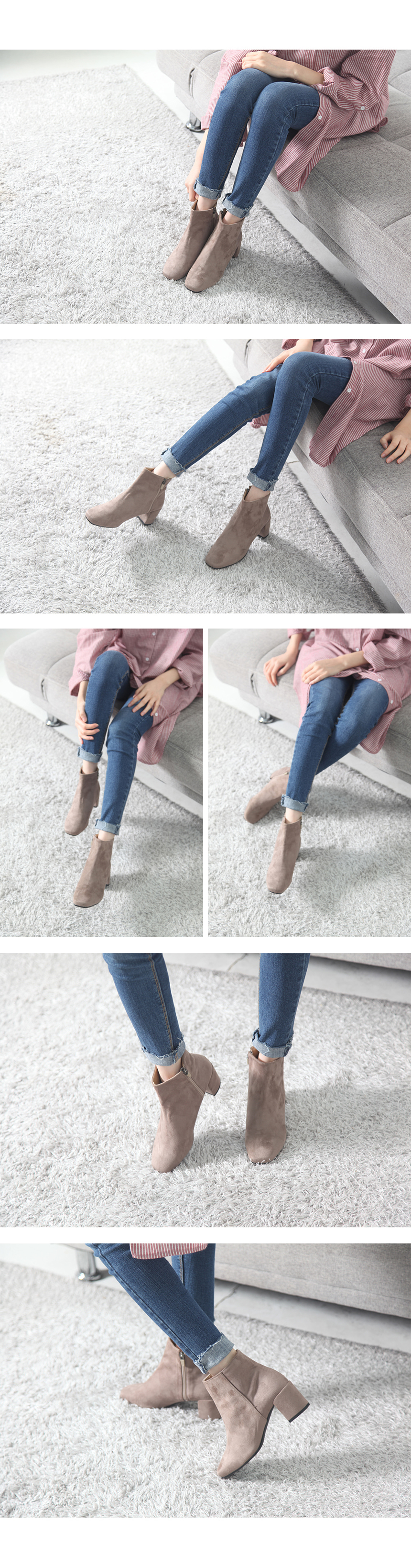 Suede Ankle boots Domestic handmade women Angle To