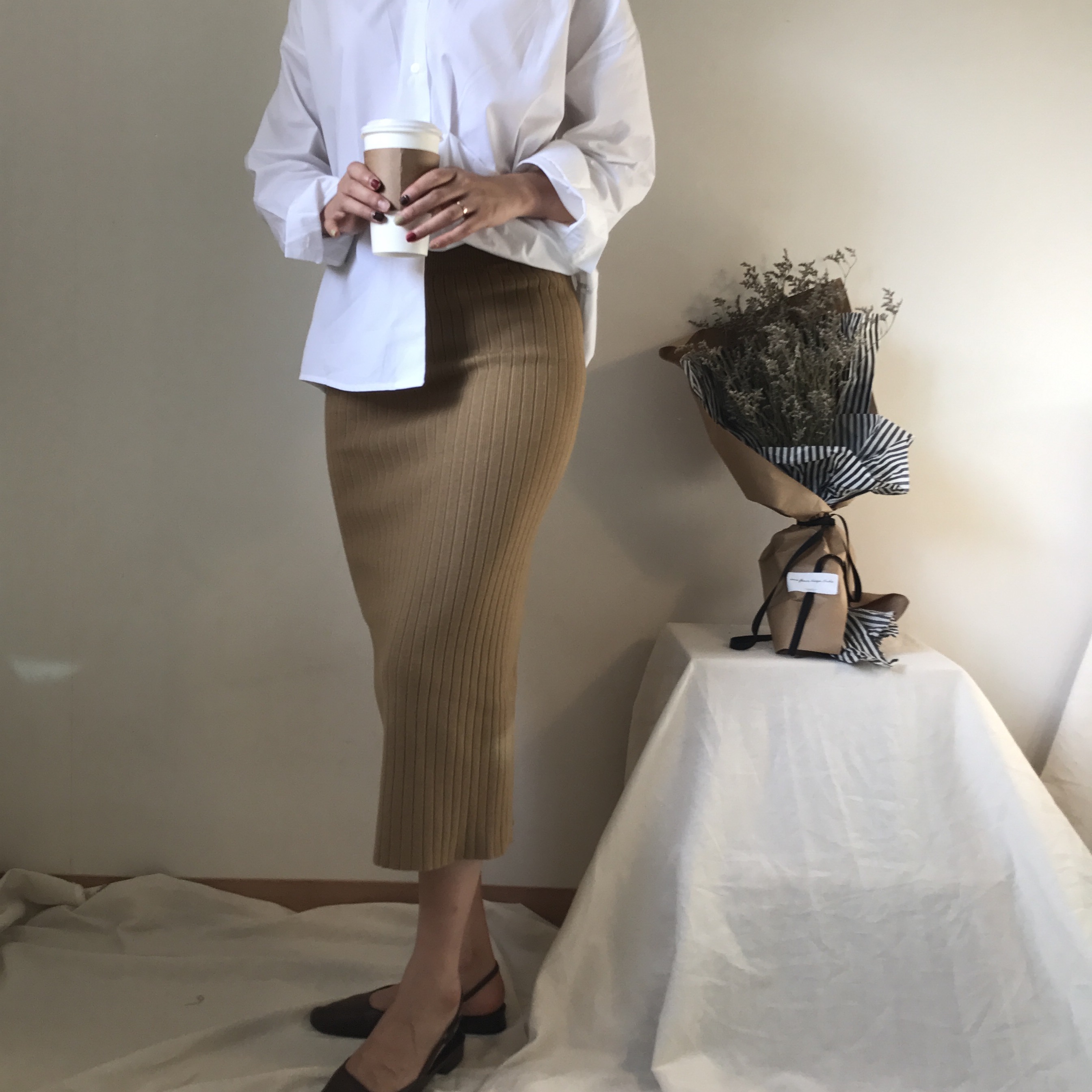 Knit Long Skirts Coordination Winter Fall