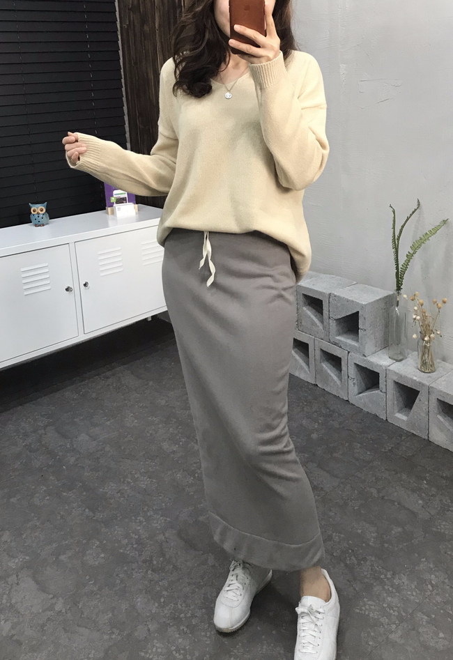 Cotton bending long skirt 2 color 30 women's sh