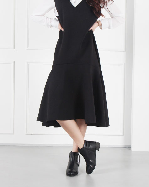 Middle-heeled zipper suede Ankle boots 3color Wome