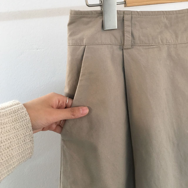 a line cotton unlined long skirt 2colans skirt Mid