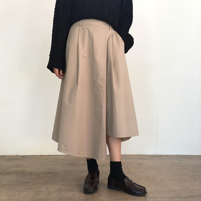 a line cotton unlined long skirt 2colans skirt Mid