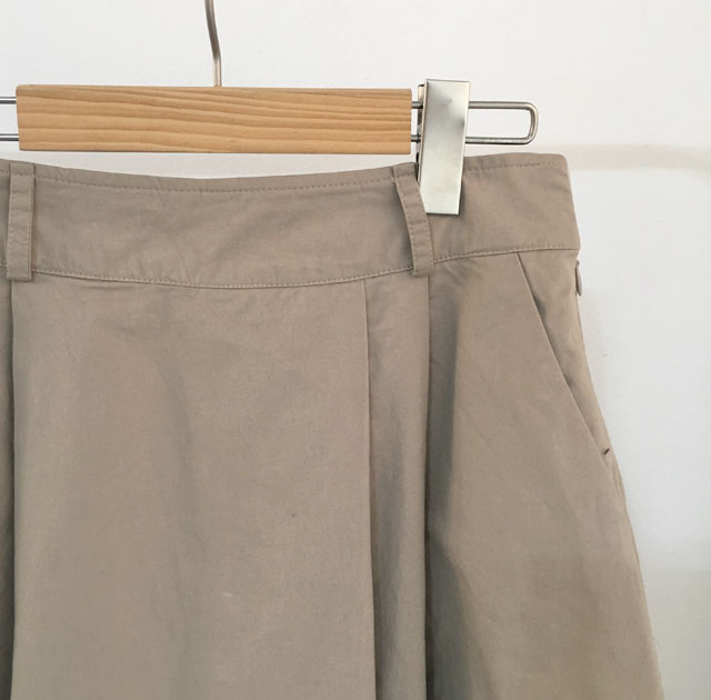a line cotton unlined long skirt 2colans skirt Mid
