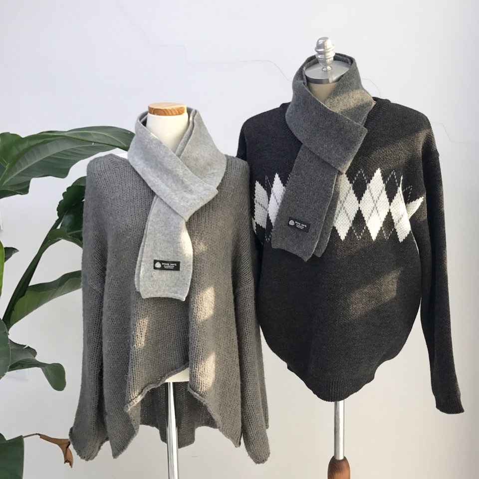 Simple Wool Shawl Muffler Basic Couple Petite Unis