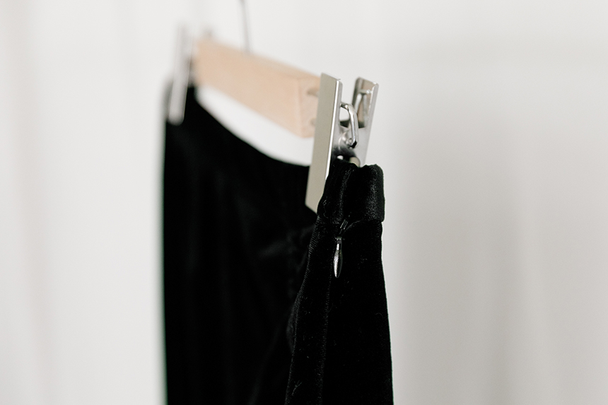 Velvet shirring long skirt 3colors easy to look in