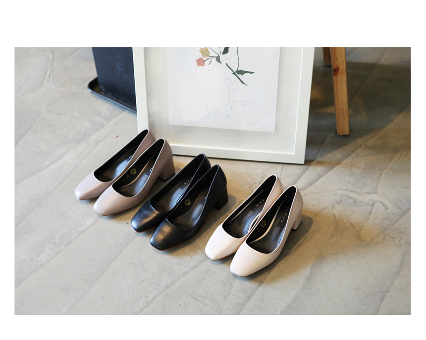Middle Hill Square Tongue Pumps 5cm Black Gray Ivo