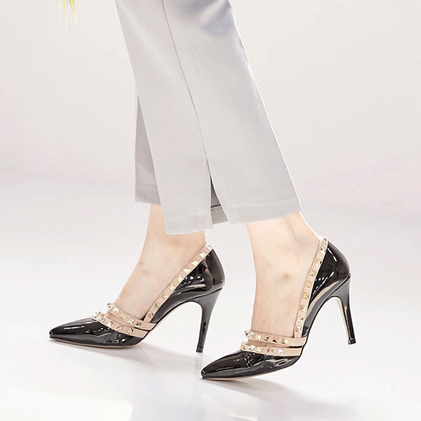 Rock Studded Hill Stiletto Heel Pumps 9cm Heel 9cm