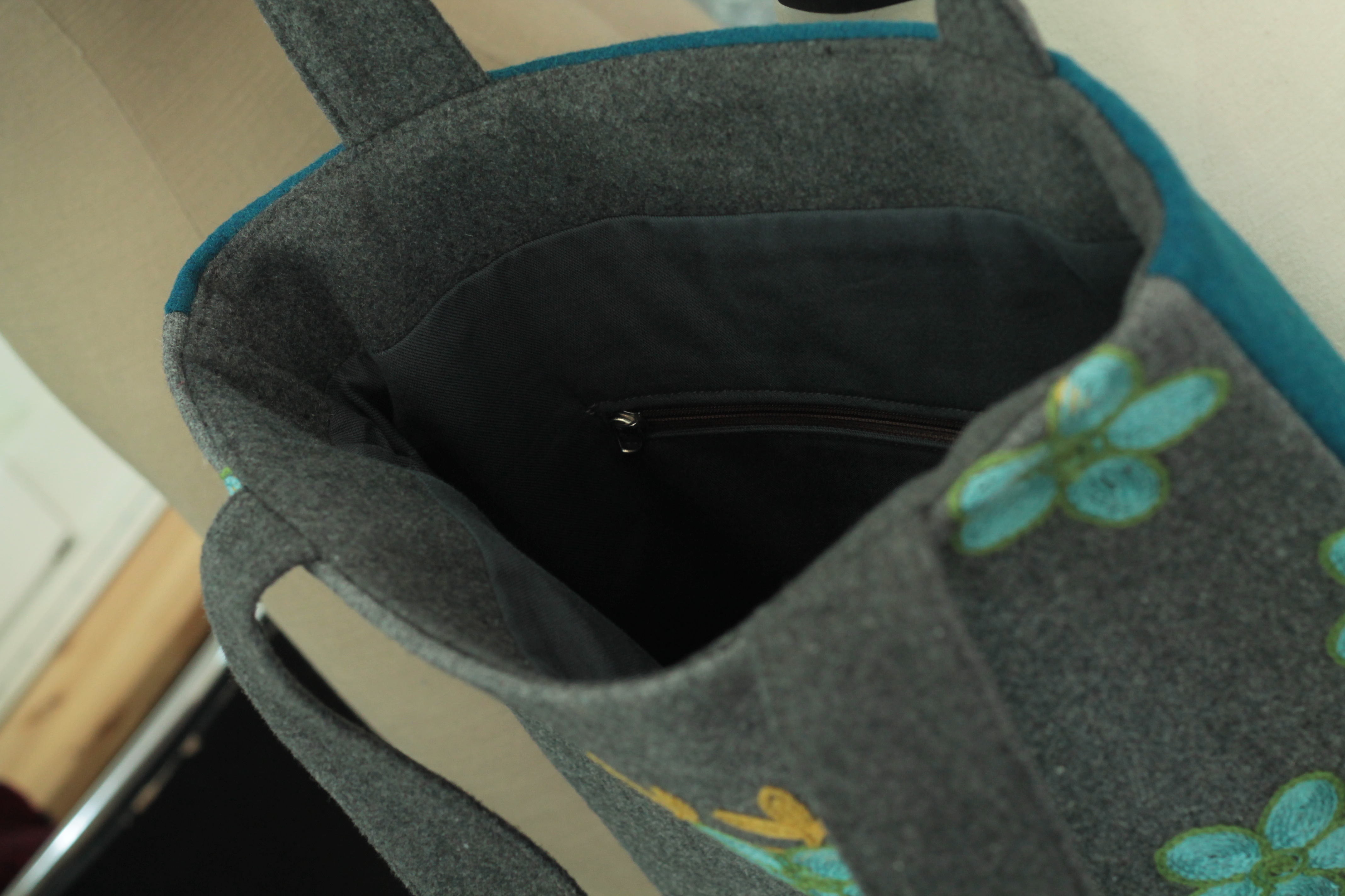 Flower Embroidery Wool Eco Bag Backpack Handmade D