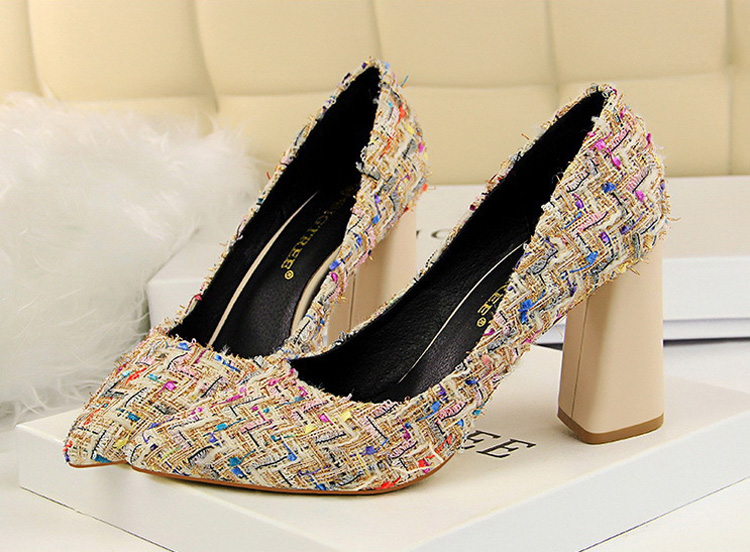 Tweed Hooded Shoe Black Ivory Spiked Coil Stiletto