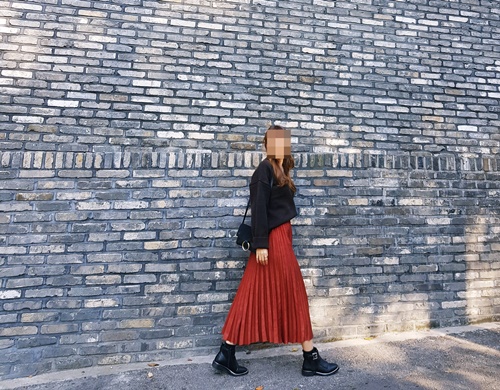 Pleated Pleated Long Skirt 3color Sun My Way Metal