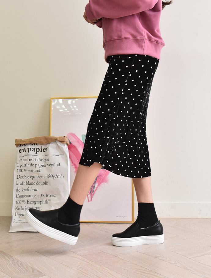 Velvet Dot Mermaid Skirt Banding Long Winter Long 