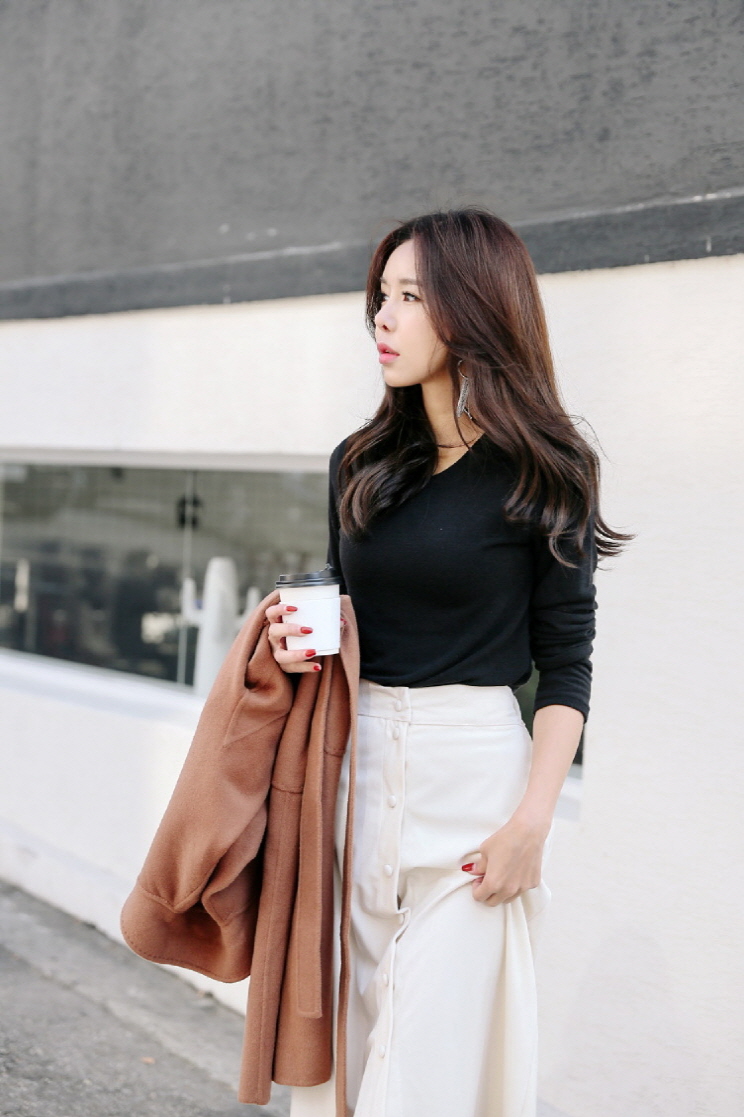 Button long skirt SUIA Unique new student coordina