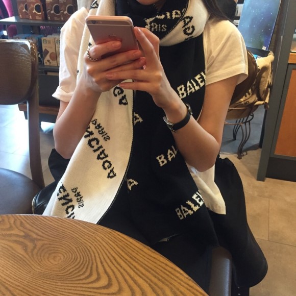 Big size wool muffler black, red winter daily fash