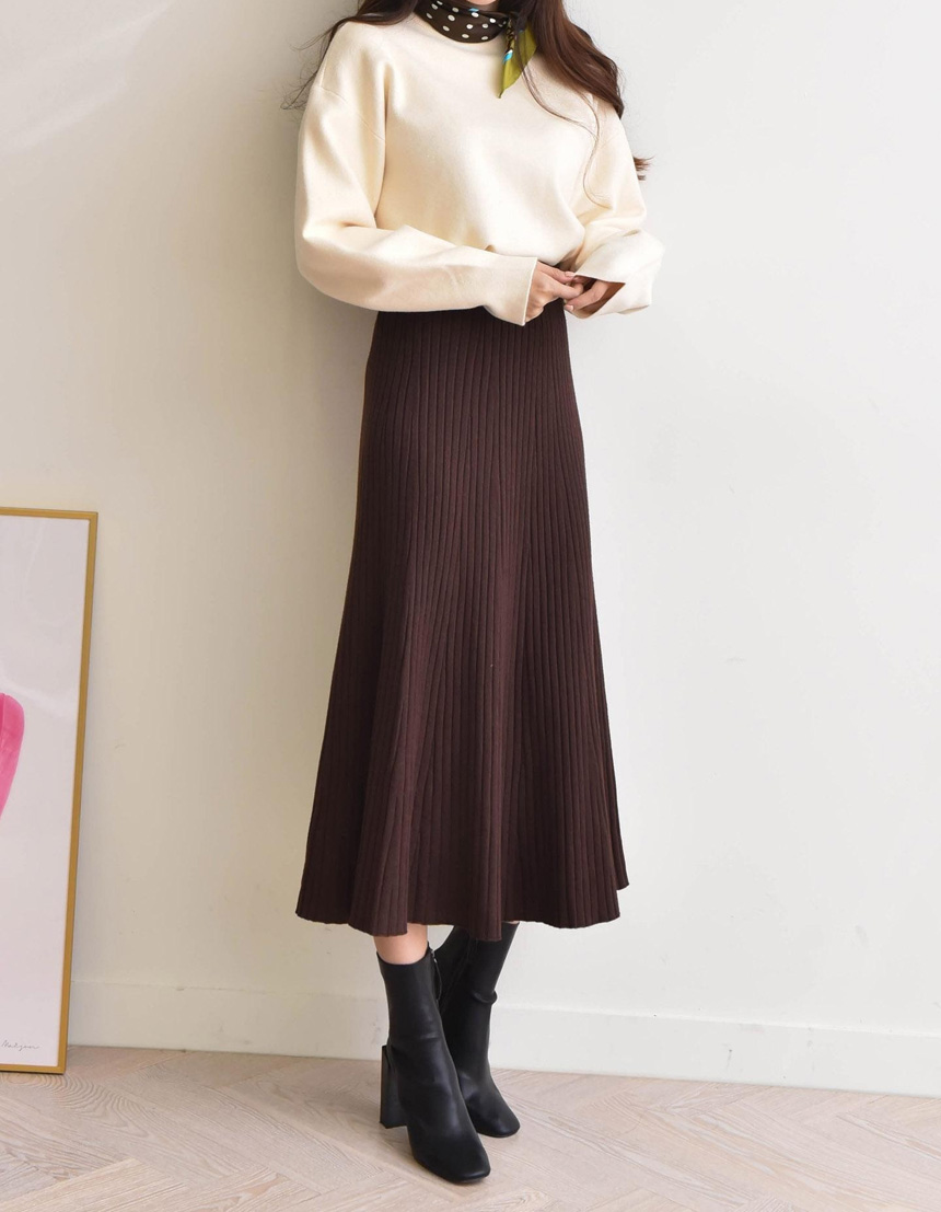 Selini A line Goliath knit long skirt A bending fl
