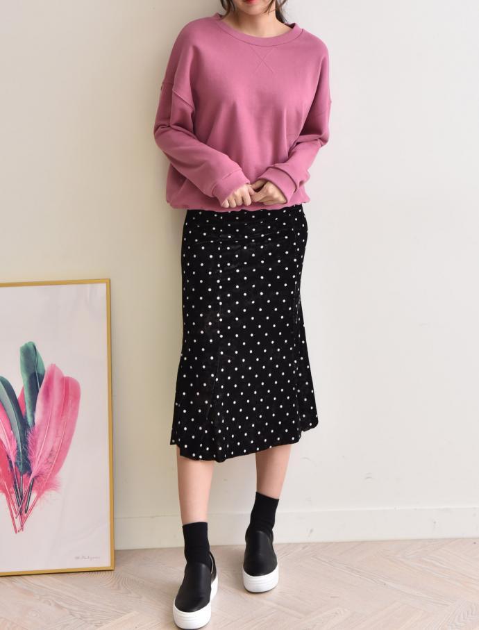 Velvet Dot Mermaid Skirt Banding Long Winter Long 