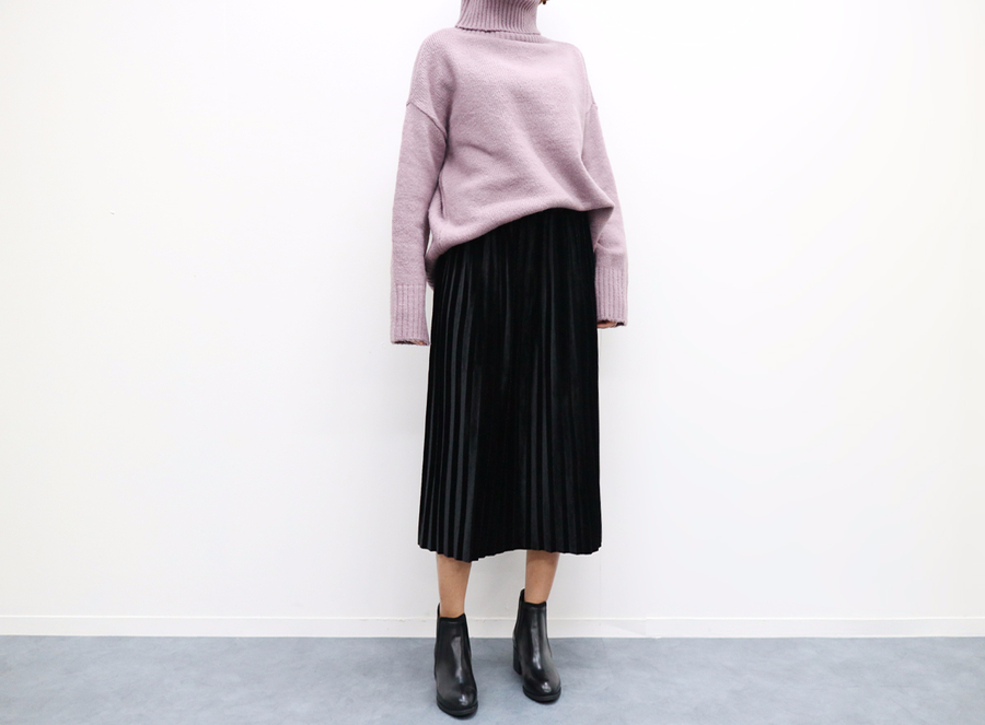 Velvet bending Pleats Long skirt Pleated skirt