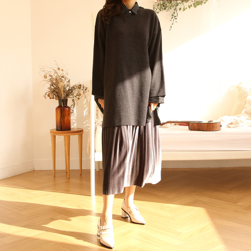 Velvet Long Pleated Flare A Line Pleated Fall Skir