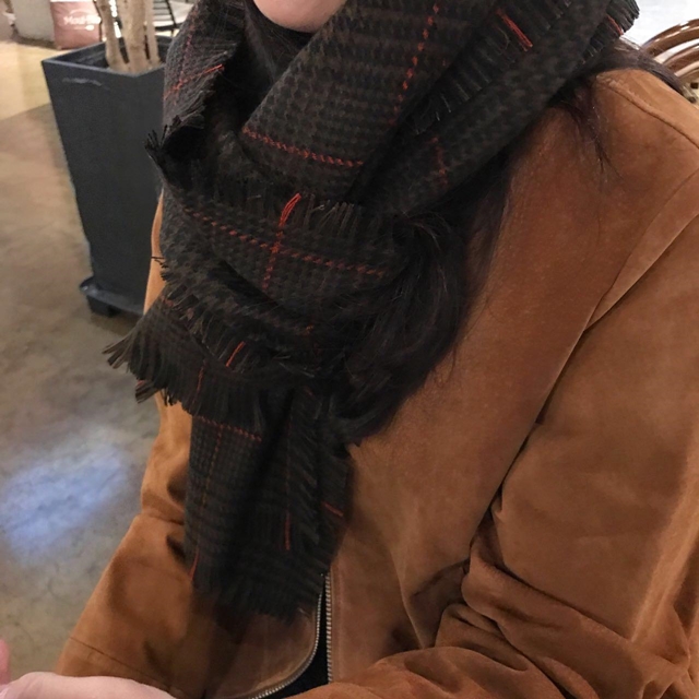 Hound Check Muffler Winter Shawl Pattern Big Size 