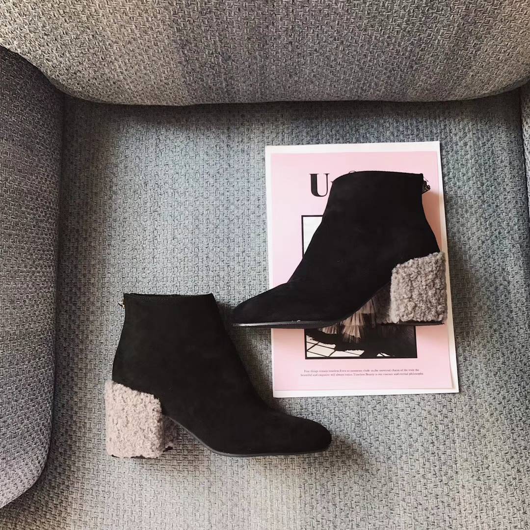 Daily suede Poggle-heeled angle boots Women's 3