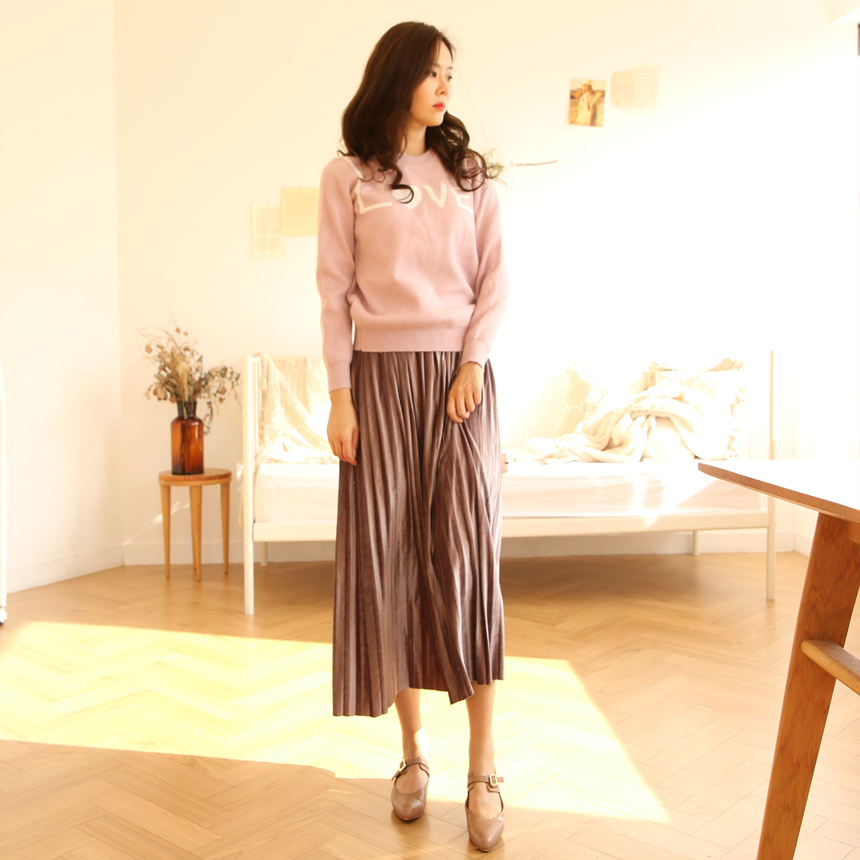 Velvet Long Pleated Flare A Line Pleated Fall Skir