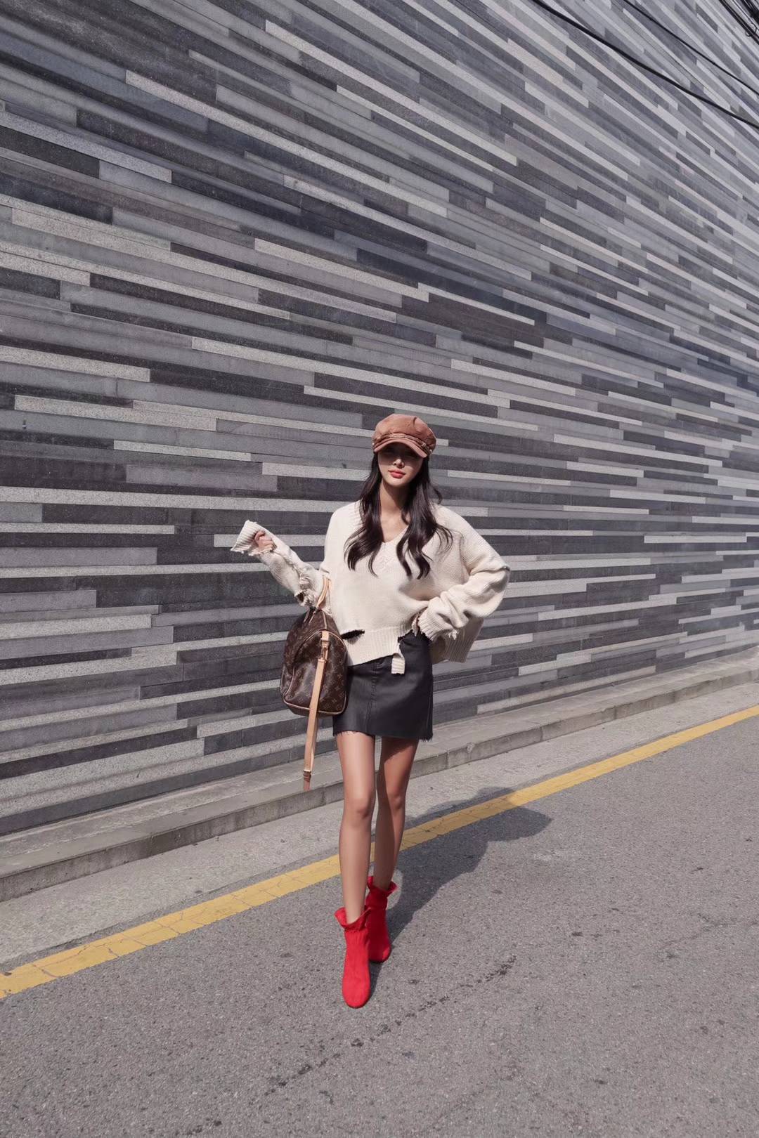 Basic Suede Bending Angle Boots 30s Women Winter A