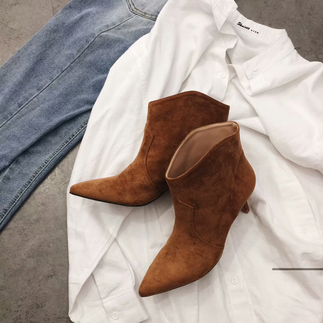 Basic Stiletto Suede Angle Boots 30 Women Winter A