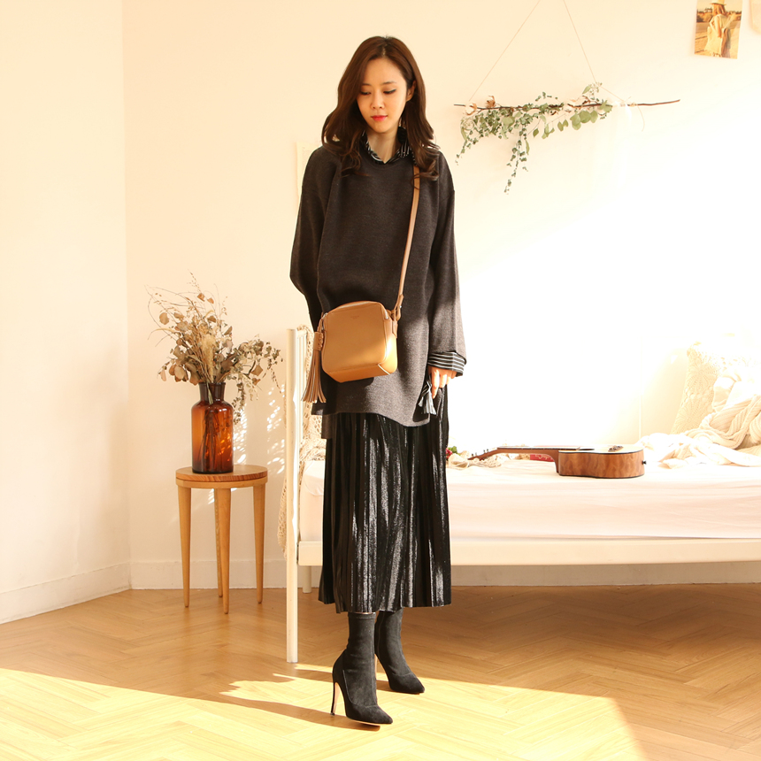 Velvet Long Pleated Flare A Line Pleated Fall Skir