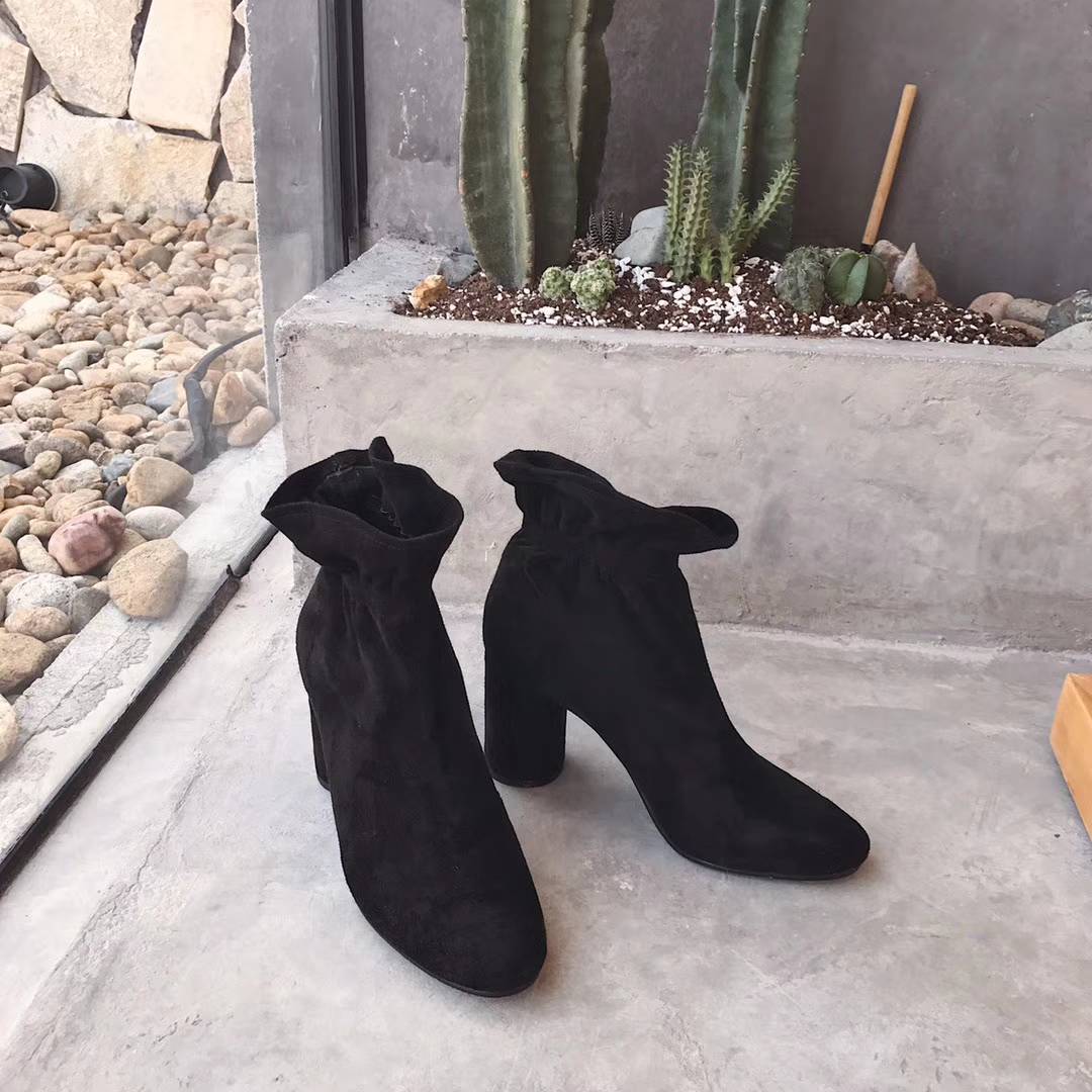 Basic Suede Bending Angle Boots 30s Women Winter A