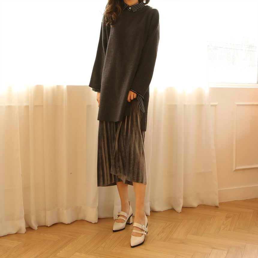 Velvet Long Pleated Flare A Line Pleated Fall Skir