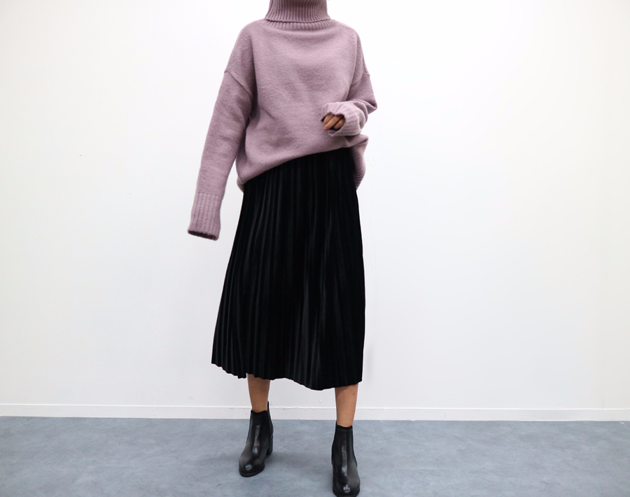 Velvet bending Pleats Long skirt Pleated skirt