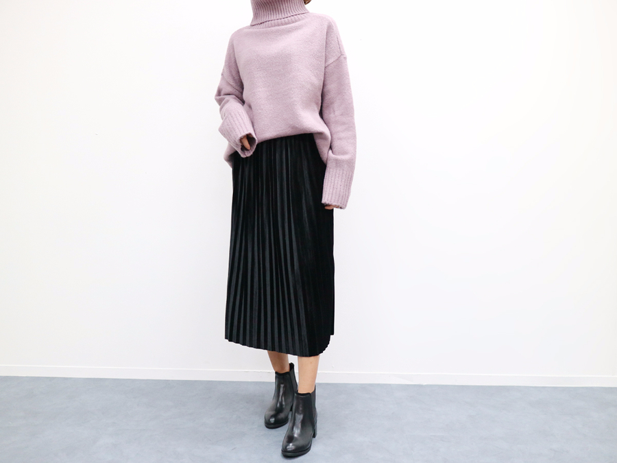 Velvet bending Pleats Long skirt Pleated skirt