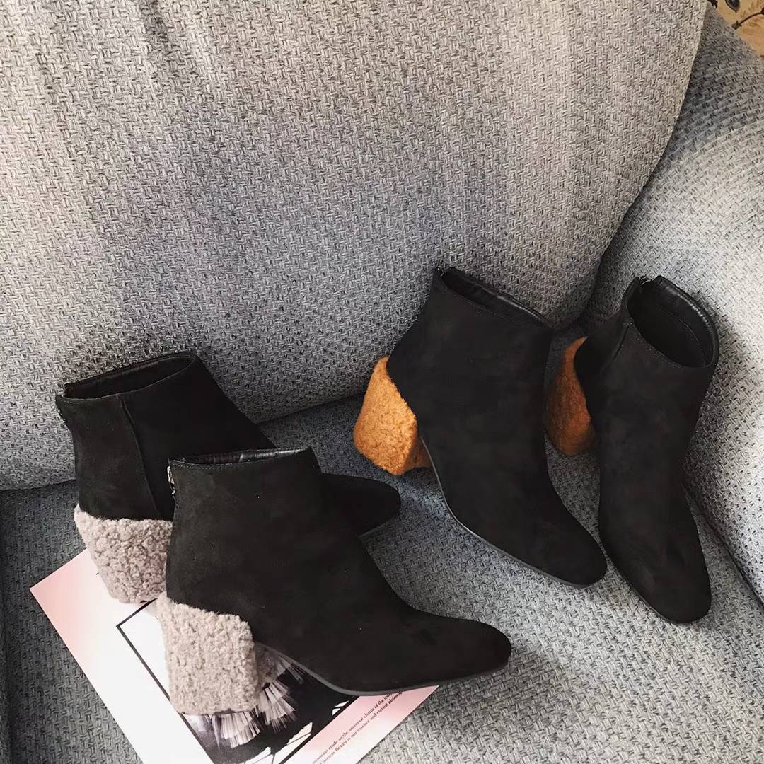 Daily suede Poggle-heeled angle boots Women's 3