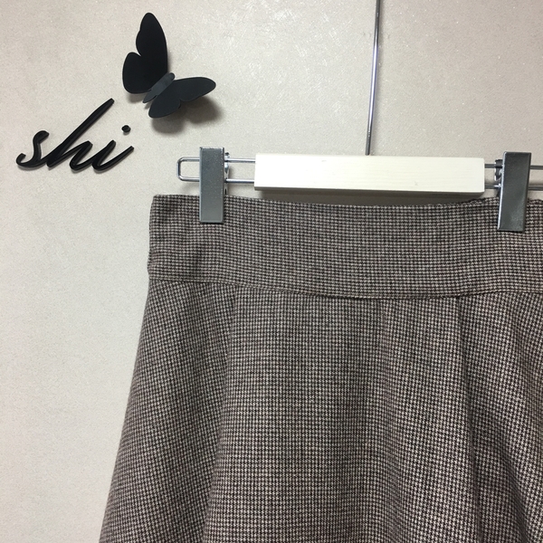 Check flare Pleated A-line long skirt 2color Herri