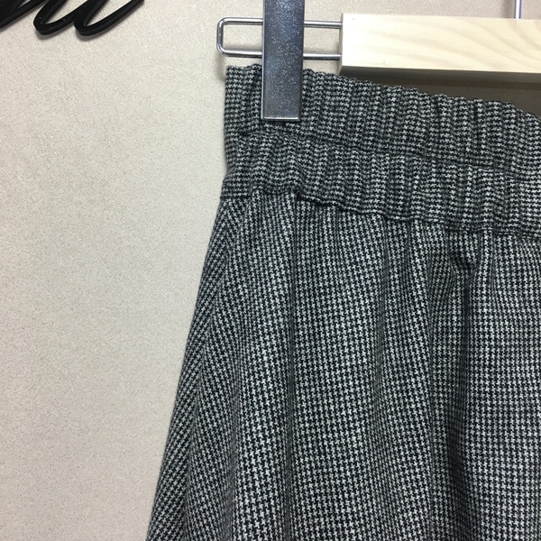 Check flare Pleated A-line long skirt 2color Herri