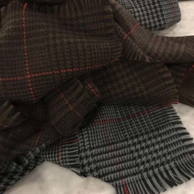 Hound Check Muffler Winter Shawl Pattern Big Size 