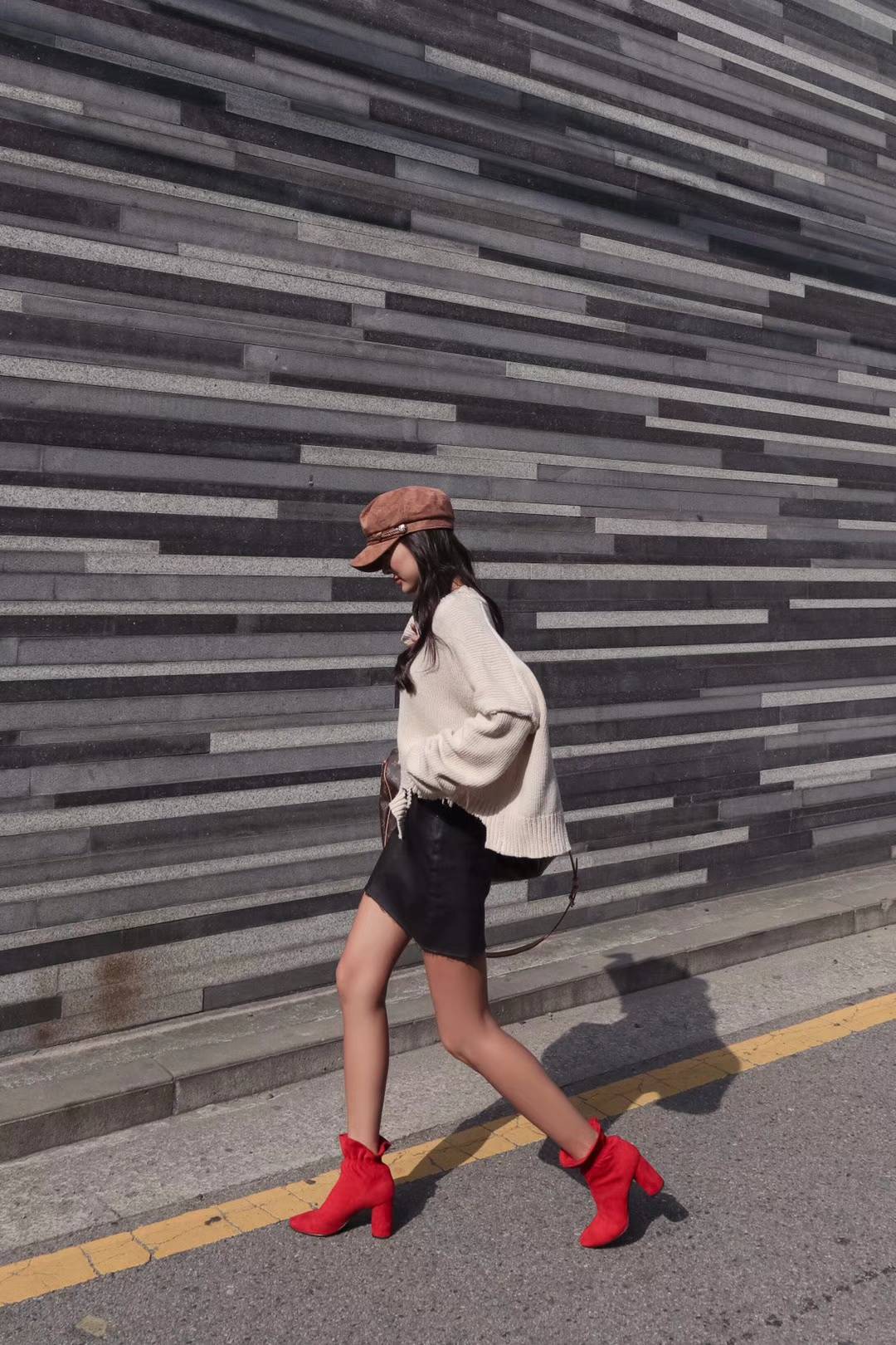 Basic Suede Bending Angle Boots 30s Women Winter A