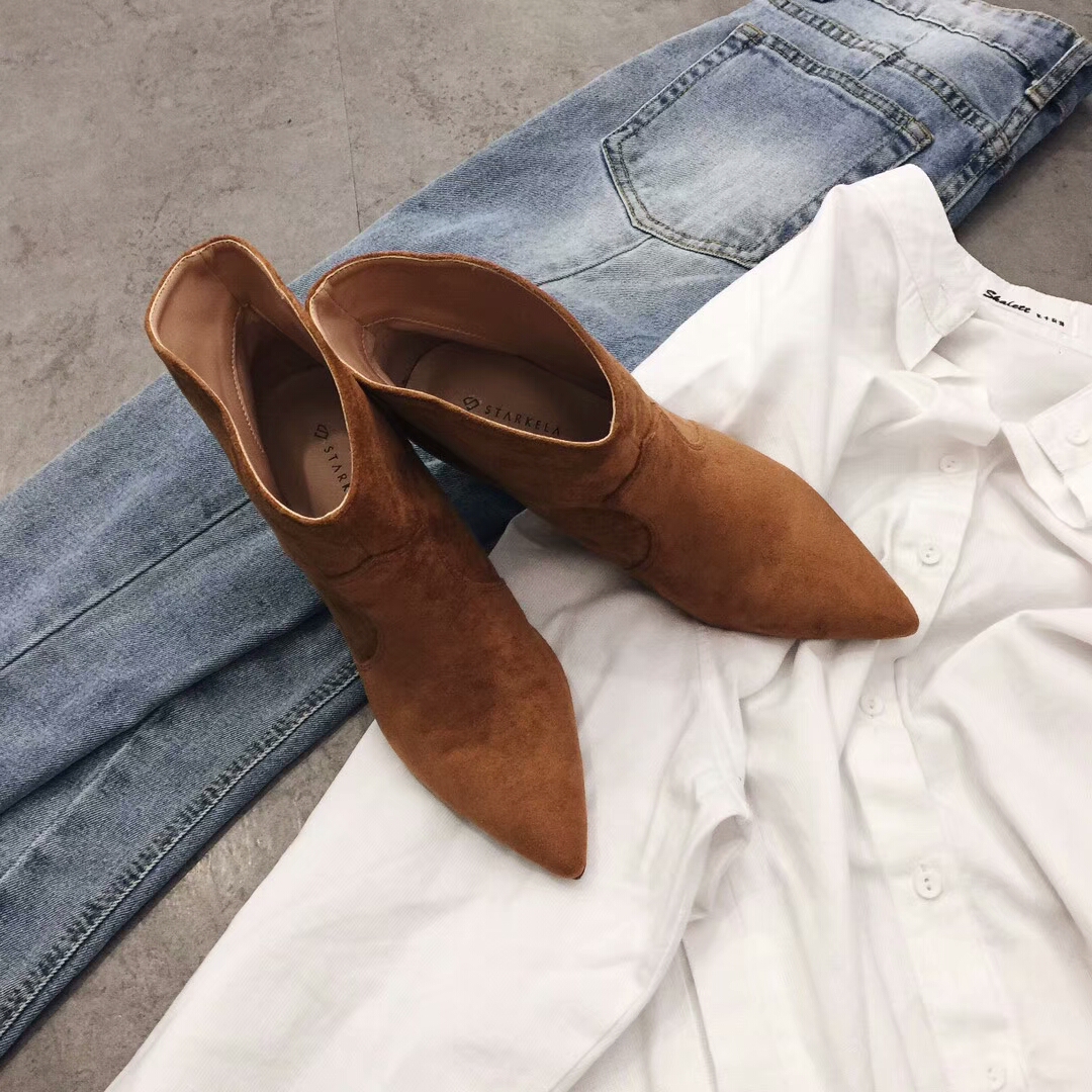 Basic Stiletto Suede Angle Boots 30 Women Winter A