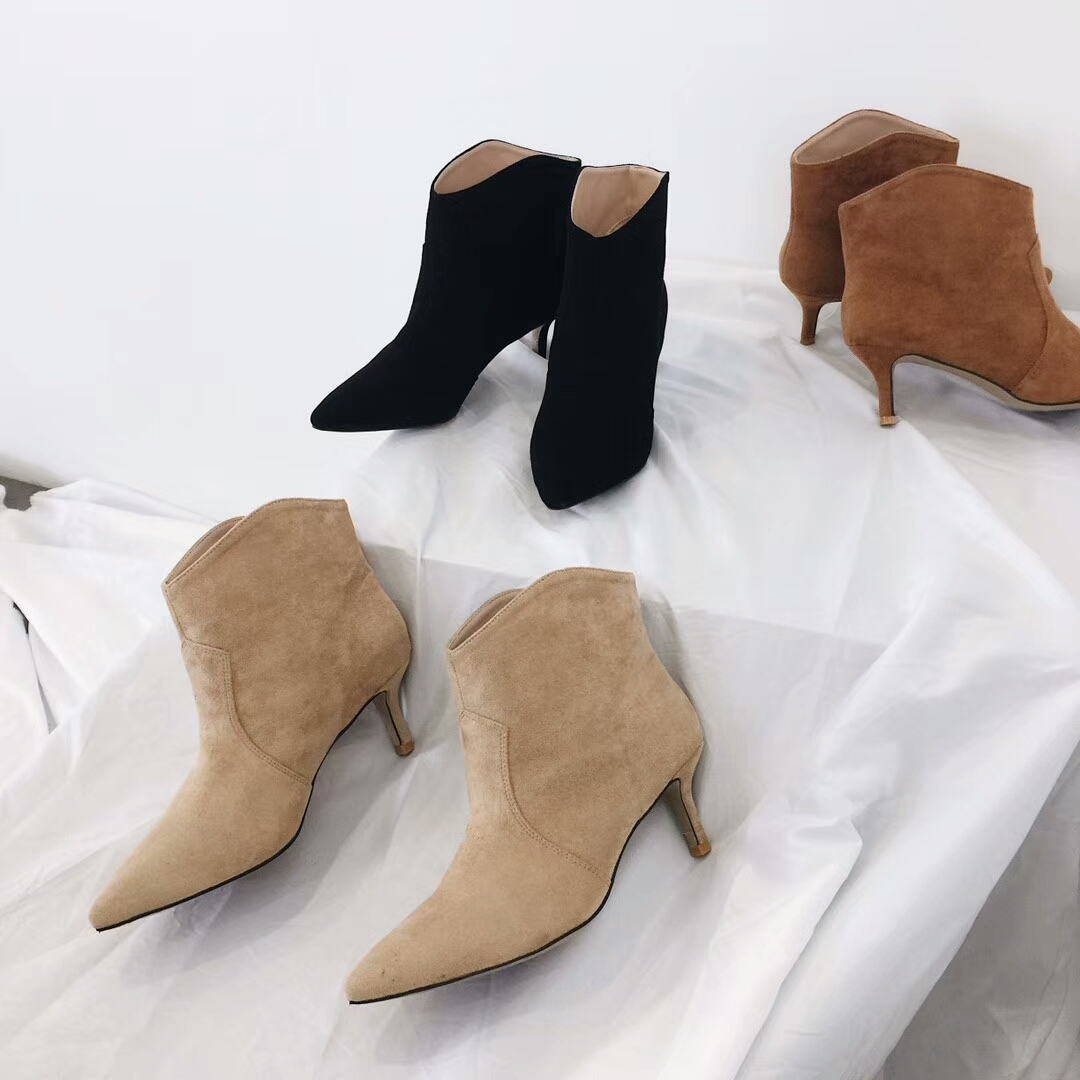 Basic Stiletto Suede Angle Boots 30 Women Winter A