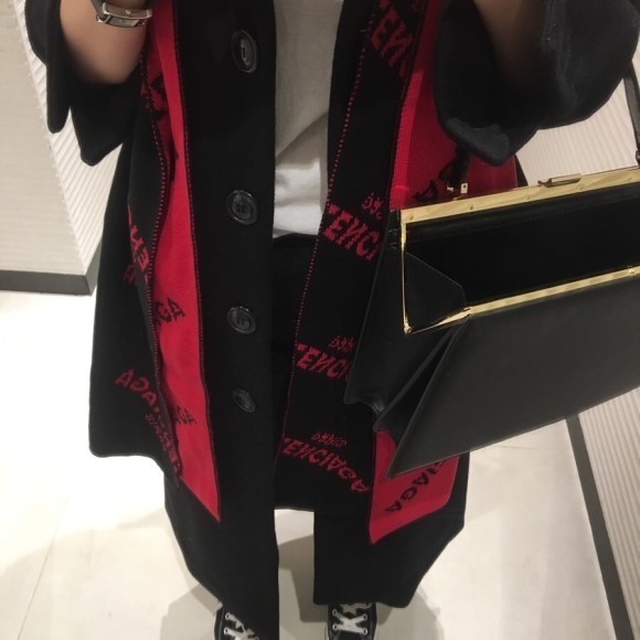 Big size wool muffler black, red winter daily fash